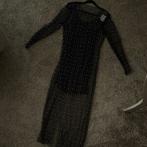 DAVI & DANI Black Sheer Dress with Silver Details